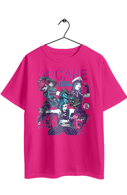 Футболка оверсайз з принтом "Аркейн". Arcane, league of legends, riot games, аркейн, вай, джинкс, мультсеріал, фентезі. 2070702