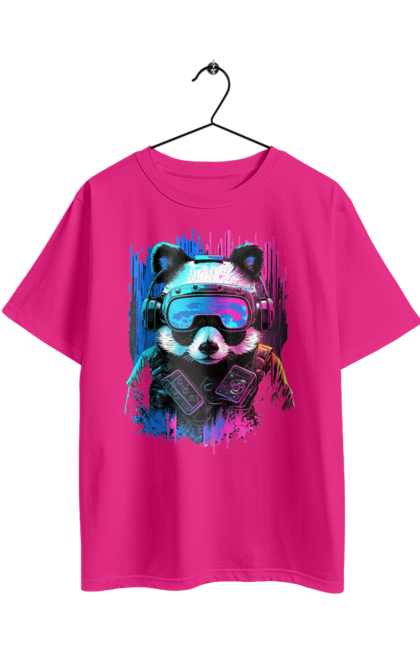 Футболка оверсайз з принтом "Панда в VR шолом". Віртуальна реальність, гік, панда, персонаж, шолом. 2070702