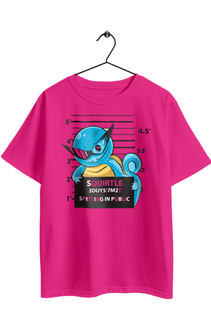 Футболка оверсайз з принтом "Покемон Сквіртл магшот". Mugshot, nintendo, pokémon go, squirtle, аніме, ігри, магшот, покемон, сквіртл. 2070702