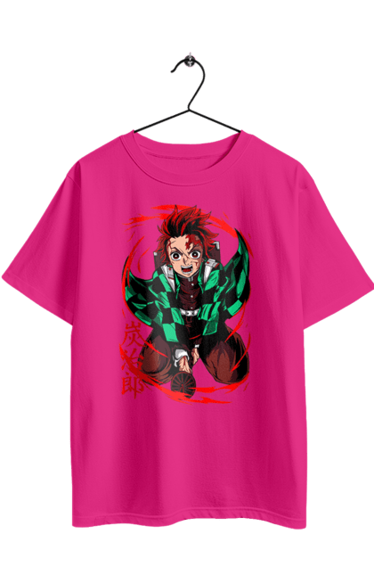 Футболка оверсайз з принтом "Винищувач Демонів Танджіро". Demon slayer, kamado tanjiro, kimetsu no yaiba, аніме, винищувач демонів, манга, танджіро, танджіро камадо. 2070702