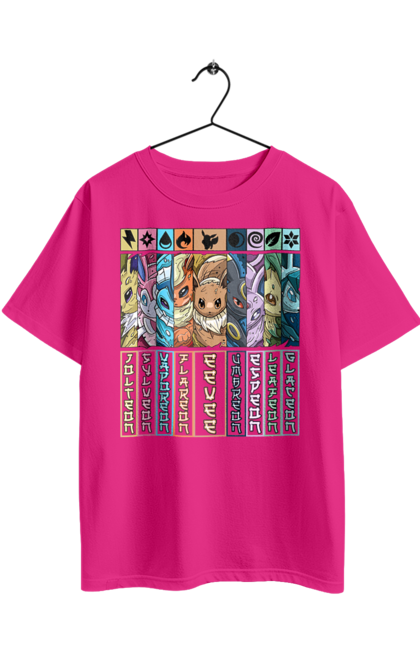 Футболка оверсайз з принтом "Покемон Івілюция". Eevee, eeveelutions, nintendo, pokemon, pokеmon go, umbreon, іві, івілюция, покемон, умбреон. 2070702