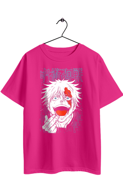 Футболка оверсайз з принтом "Магічна битва Годжо". Anime, gojo, jujutsu kaisen, manga, аніме, годжо, магічна битва, манга, містика, темне фентезі. 2070702