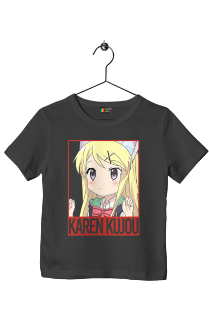 Children's t-shirt with prints Kiniro Mosaic Karen Kujo. Anime, gold mosaic, karen, karen kujo, kiniro mosaic, kinmoza, manga. 2070702