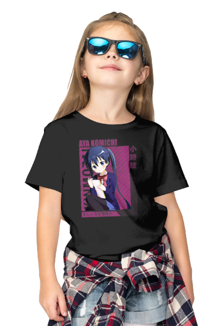 Children's t-shirt with prints Kiniro Mosaic Aya Komichi. Anime, aya komichi, gold mosaic, kiniro mosaic, kinmoza, manga. 2070702