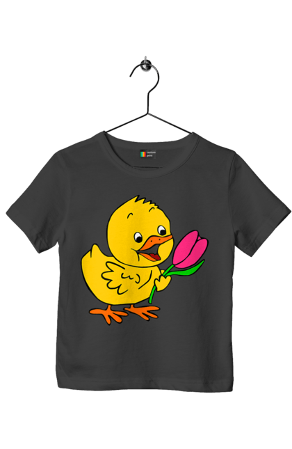 Футболка дитяча з принтом "Курча З Тюльпаном". Курча, тюльпан. 2070702