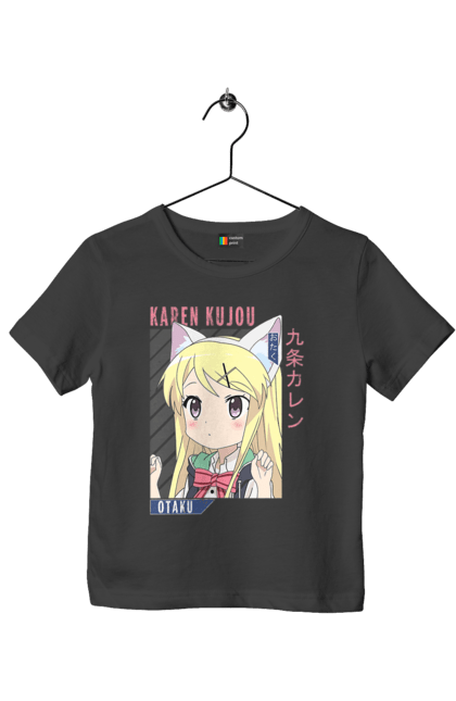 Children's t-shirt with prints Kiniro Mosaic Karen Kujo. Anime, gold mosaic, karen, karen kujo, kiniro mosaic, kinmoza, manga. 2070702