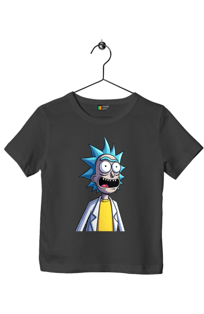 Футболка детская с принтом Рик и Морти. Rick and morty, мультфильм, научная фантастика, приключения, рик, рик и морти, сериал. 2070702