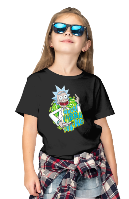 Children's t-shirt with prints Rick and Morty. Adventures, black humor, cartoon, rick, rick and morty, sci-fi, tragicomedy. 2070702