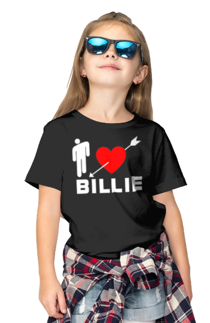 Футболка дитяча з принтом "Біллі Айліш". Біллі айліш, логотип біллі айліш, принт біллі айліш, співачка біллі айліш. 2070702