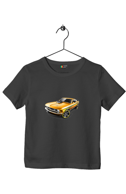 Футболка дитяча з принтом "Форд мустанг". Американська легенда, жовтий мустанг, культове авто, мустанг, потужне авто, форд мустанг, шелбі. 2070702