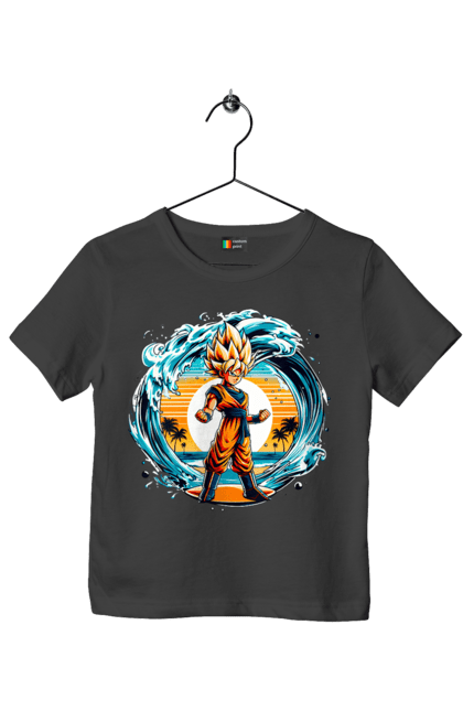 Футболка детская с принтом Жемчуг дракона Сон Гоку. Anime, dragon ball, manga, son goku, tv series, аниме, гоку, жемчуг дракона, манга, сон гоку. 2070702