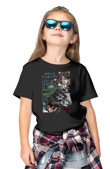 Children's t-shirt with prints Attack on Titan Levi. Ackerman, anime, attack on titan, levi, manga, shingeki no kyojin, survey corps. 2070702