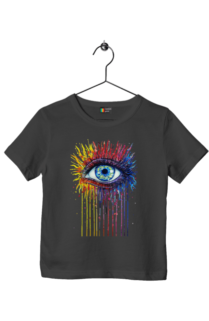 Футболка дитяча з принтом "Барвисто Тече Око". Очей, фарби. 2070702
