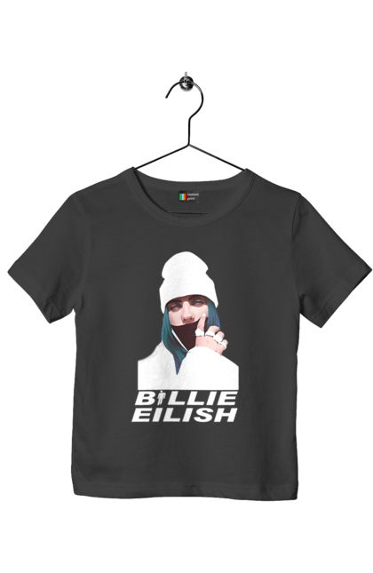 Футболка дитяча з принтом "Біллі Айліш". Біллі айліш, логотип біллі айліш, принт біллі айліш, співачка біллі айліш. 2070702