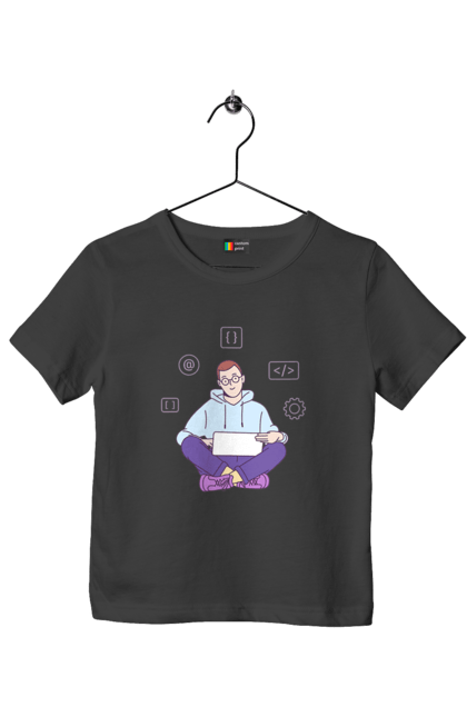 Футболка дитяча з принтом "Я програміст". Angular, c, css, html, it, javascript, jquery, php, python, react, svelt, vue, айтишник, айті, гумор, код, кодувати, прогер, програміст, програмісти, ти ж, ти ж програміст, тиж програміст. 2070702