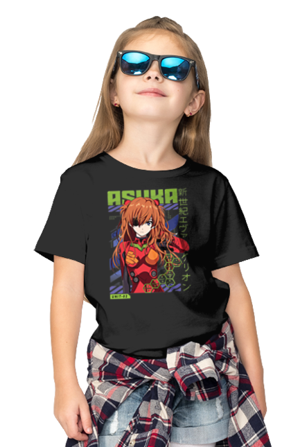 Children's t-shirt with prints Evangelion Asuka. Anime, asuka, asuka langley sorry, eva 02, evangelion, eve, kaoru, manga, ray, shinji. 2070702