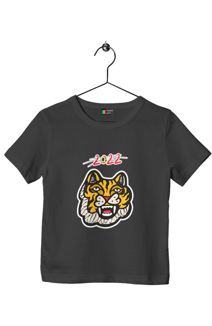 Футболка дитяча з принтом "Тигр". 2022, кот, новый год, тигр, юмор. ART принт на футболках