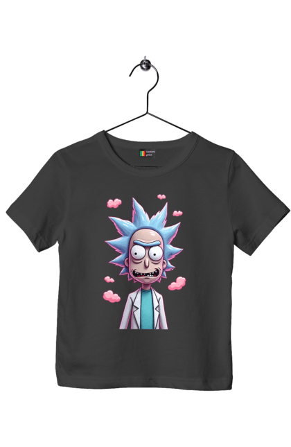 Футболка детская с принтом Рик и Морти. Rick and morty, мультфильм, научная фантастика, приключения, рик, рик и морти, сериал. 2070702