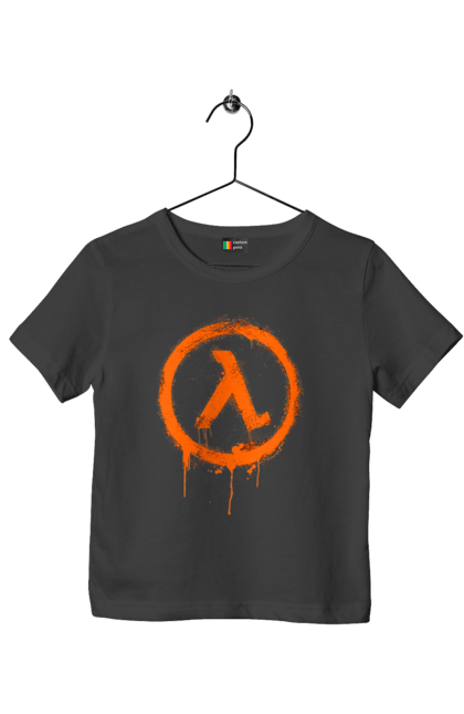 Children's t-shirt with prints Half Life. Computer game, game, gamer, half life, mission, network game, now, passed, playstation, plot, rubilovo, sierra studios, stage. 2070702