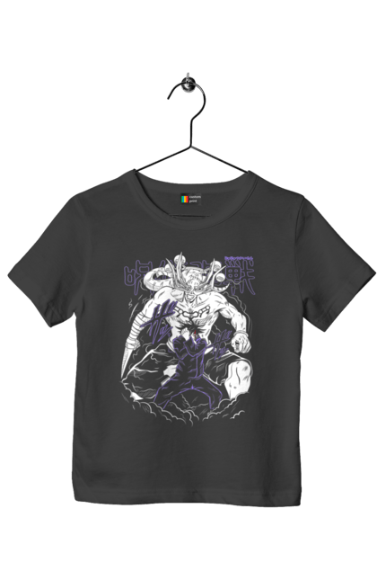 Children's t-shirt with prints Jujutsu Kaisen Megumi. Anime, dark fantasy, fushiguro, fushiguro megumi, jujutsu kaisen, magic battle, manga, megumi, mystic. 2070702