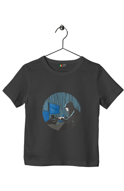 Футболка дитяча з принтом "Хакер". Бінарний, гік, програміст, хакер. 2070702