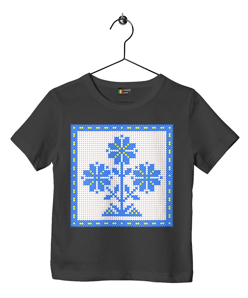 Yellow blue embroidery flowers