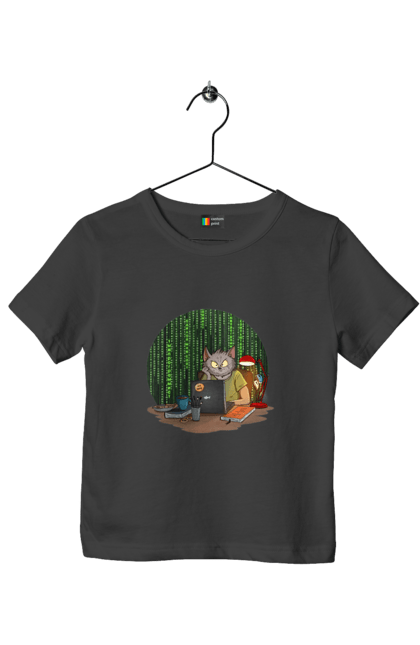 Футболка дитяча з принтом "Кіт програміст". Angular, c, css, html, it, javascript, jquery, php, python, react, svelt, vue, айтишник, айті, гумор, код, кодувати, прогер, програміст, програмісти, ти ж, ти ж програміст, тиж програміст. 2070702