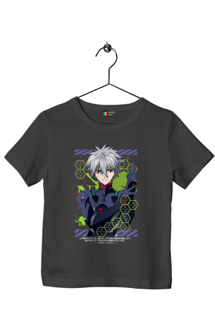 Футболка детская с принтом Евангелион Каору. Kaworu, kaworu nagisa, neon genesis evangelion, nerv, аниме, ева, евангелион, каору, каору нагиса, манга. 2070702