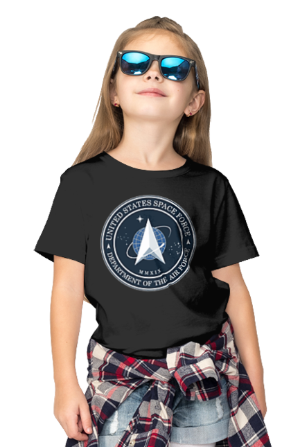 Children's t-shirt with prints United States Space Force. Emblem, political, politics, space, space force, space travel, united states, ussf. 2070702