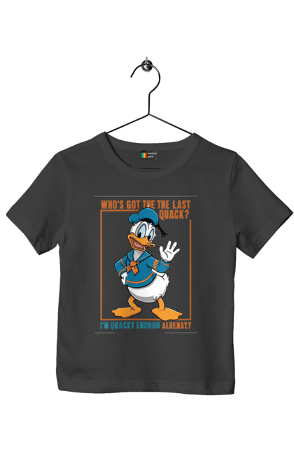 Футболка детская с принтом Дональд Дак. Disney, donald duck, дисней, дональд дак, мультсериал, мультфильм. 2070702