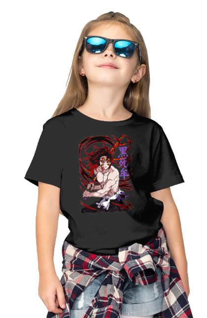 Children's t-shirt with prints Demon Slayer Kokushibo. Anime, demon slayer, eternal paradise faith, kimetsu no yaiba, kokushibo, manga, nezuko, twelve kizuki, upper rank six. 2070702