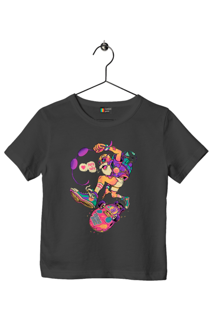 Футболка дитяча з принтом "Дід на хвилі". Будь молодим, вогонь, ганяй, грай, дід та скейт, драйв, крутий дід, молодість у душі, спорт, старість. 2070702