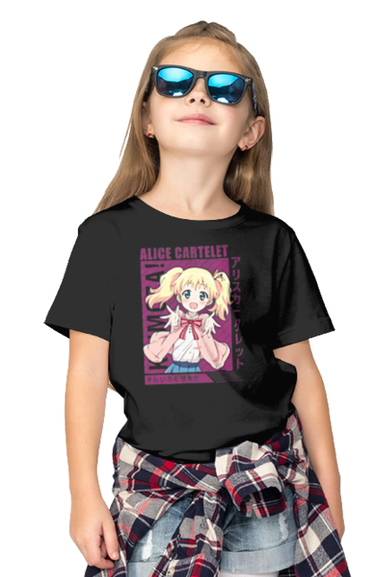 Children's t-shirt with prints Kiniro Mosaic Alice Cartelet. Alice, alice cartelet, anime, gold mosaic, kiniro mosaic, kinmoza, manga. 2070702