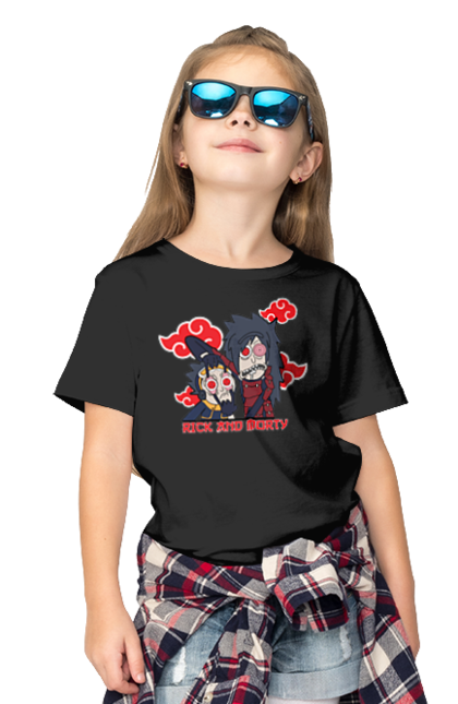 Children's t-shirt with prints Rick and Morty. Adventures, black humor, cartoon, naruto, rick, rick and morty, sci-fi, tragicomedy. 2070702