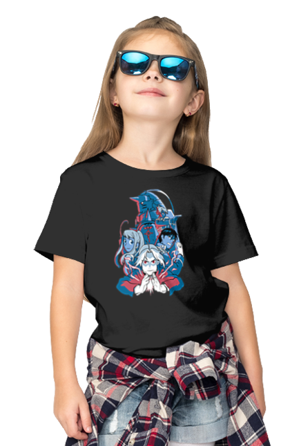 Children's t-shirt with prints Fullmetal Alchemist. Adventures, alphonse elric, anime, edward elric, fullmetal alchemist, light novel, manga, steampunk. 2070702