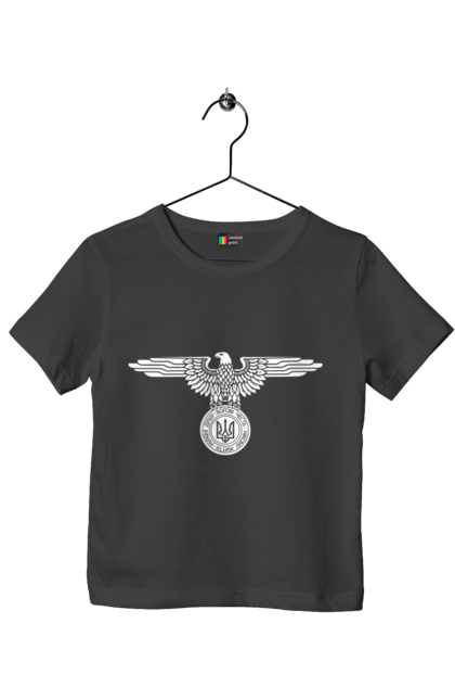Футболка дитяча з принтом "Тризуб і Орел". Герб, герб україни, орел, патріотичне, україна, українська символіка, українське. 2070702