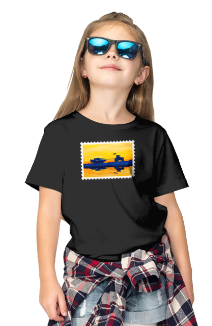 Футболка дитяча з принтом "Нова марка, трактор що тягне танк". Добрий вечір, доброго вечора, марка, марка україни, марка укрпочта, ні війні, трактор тягне танк, тракторні війська, укрпочта. 2070702