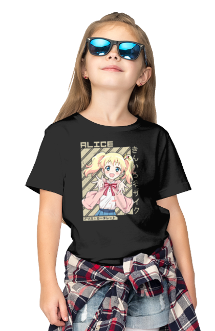 Children's t-shirt with prints Kiniro Mosaic Alice Cartelet. Alice, alice cartelet, anime, gold mosaic, kiniro mosaic, kinmoza, manga. 2070702