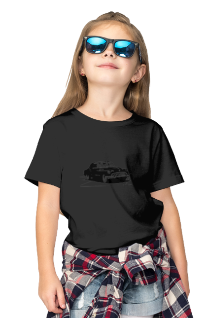 Футболка дитяча з принтом "Авто.6". Авто, графіка, малюнок, ретро авто, чорно-білий. 2070702
