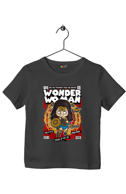 Футболка дитяча з принтом "Wonder Woman". Жінка, комікси, комікси dc, чудова жінка. Funkotee