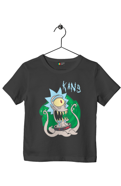 Children's t-shirt with prints Rick and Morty. Adventures, black humor, cartoon, rick, rick and morty, sci-fi, tragicomedy. 2070702