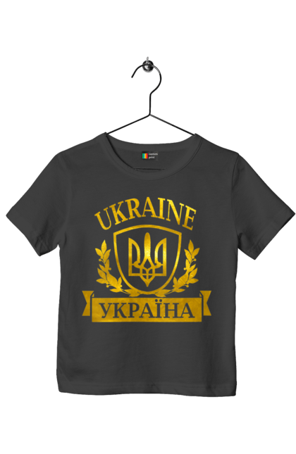 Футболка дитяча з принтом "Герб України". Герб, герб україни, доброго вечора, з гербом україни, з тризубом, зсу, патріотична, прапор. 2070702