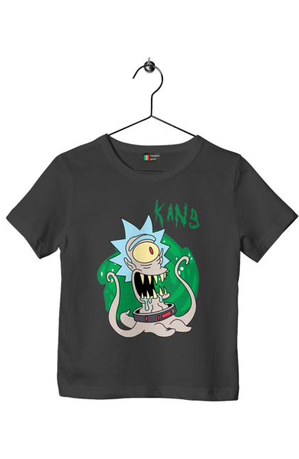 Children's t-shirt with prints Rick and Morty. Adventures, black humor, cartoon, rick, rick and morty, sci-fi, tragicomedy. 2070702