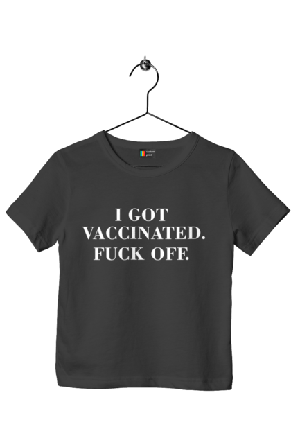 Children's t-shirt with prints I did vaccinations, dumps, white. Coranvirus, covid, vaccination, vaccine. CustomPrint.market