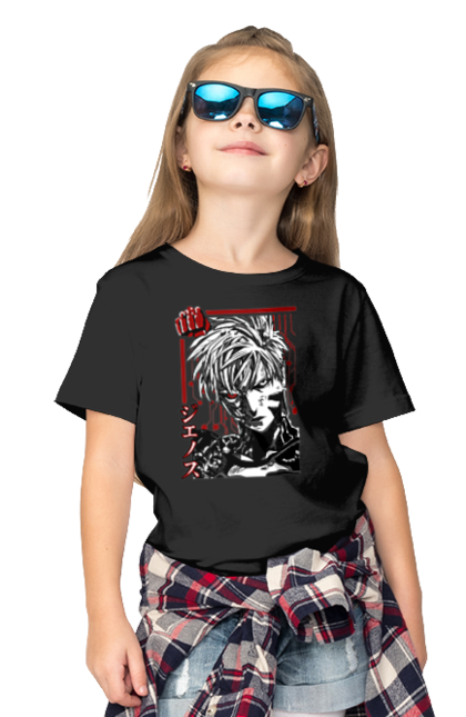 Children's t-shirt with prints One Punch Man Genos. Anime, comedy, cyborg, demon, demon cyborg, genos, manga, one punch man, parody, superheroes. 2070702