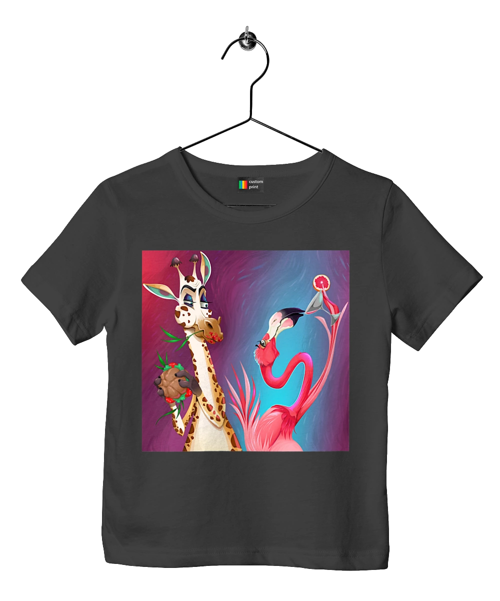 Giraffe And Flamingo At The Party