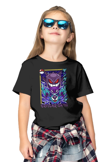 Children's t-shirt with prints Pokemon Gengar. Anime, fushigibana, games, gengar, nintendo, pokemon, pokemon go. 2070702