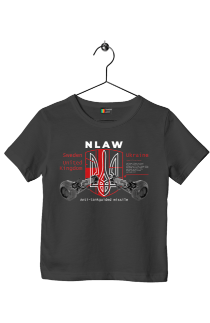 Футболка дитяча з принтом "NLAW". Caesar, himars, nlaw, patriot, weapon, zaluzhny. 2070702