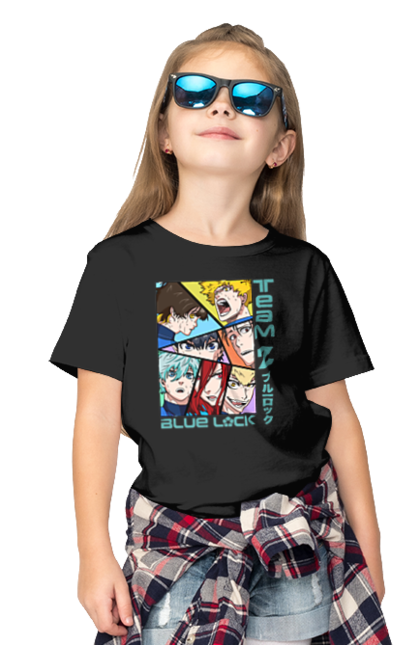 Children's t-shirt with prints Blue Lock. Anime, blue lock, blue prison, manga, sport, sports anime. 2070702