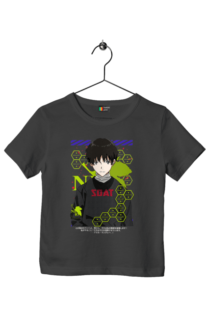 Children's t-shirt with prints Evangelion. Angel, anime, eva 01, evangelion, manga, neon genesis evangelion, shinji. 2070702